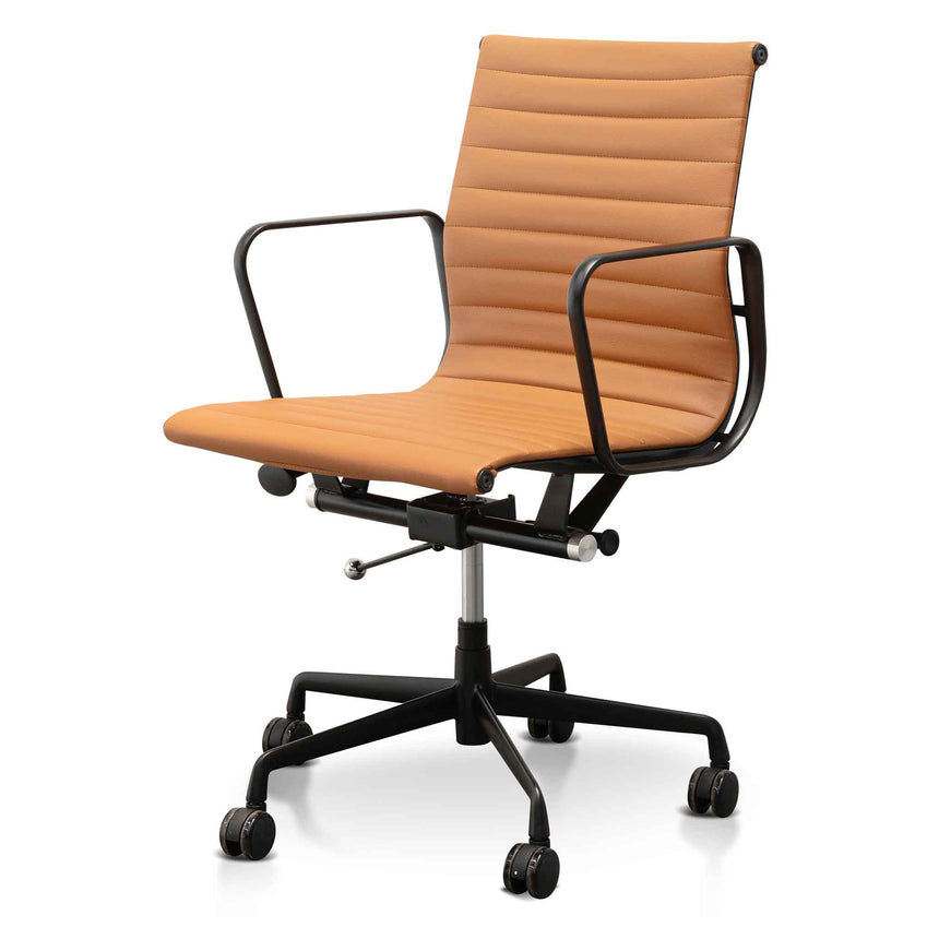 Low Back Office Chair | Saddle Tan in Black Frame | Myka Home