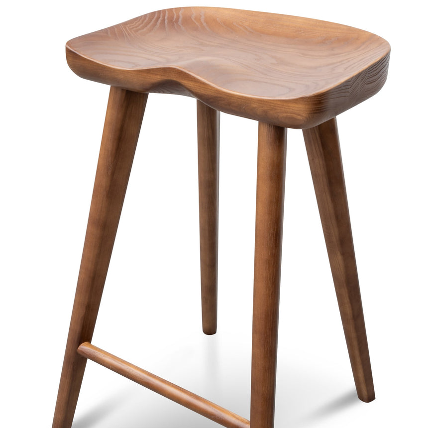 65cm Wooden Bar stool - Walnut (Set of 2) - View 7