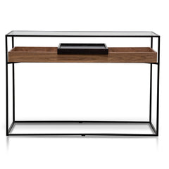 Metal Frame Console - Walnut - Black Tray