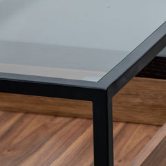 Metal Frame Console - Walnut - Black Tray