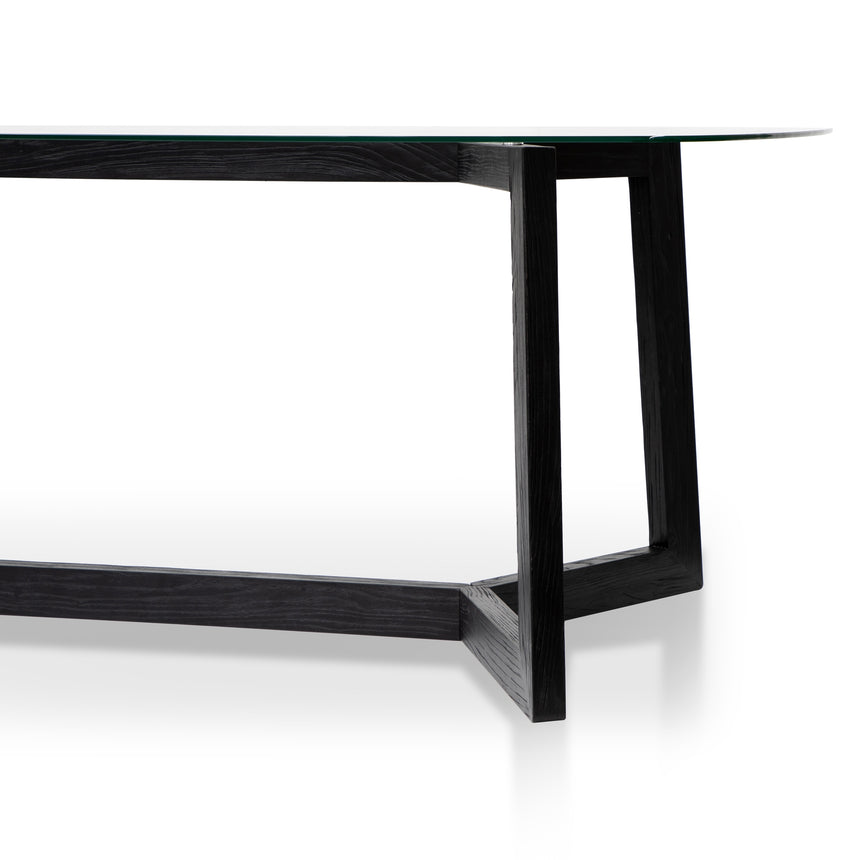 2.4m Dining Table - Glass Top with Black Base - View 5