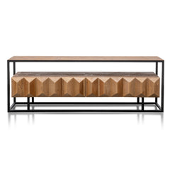 1.8m Entertainment TV Unit | Natural with Black Frame | Myka Home