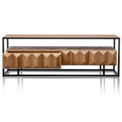 1.8m Entertainment TV Unit | Natural with Black Frame | Myka Home
