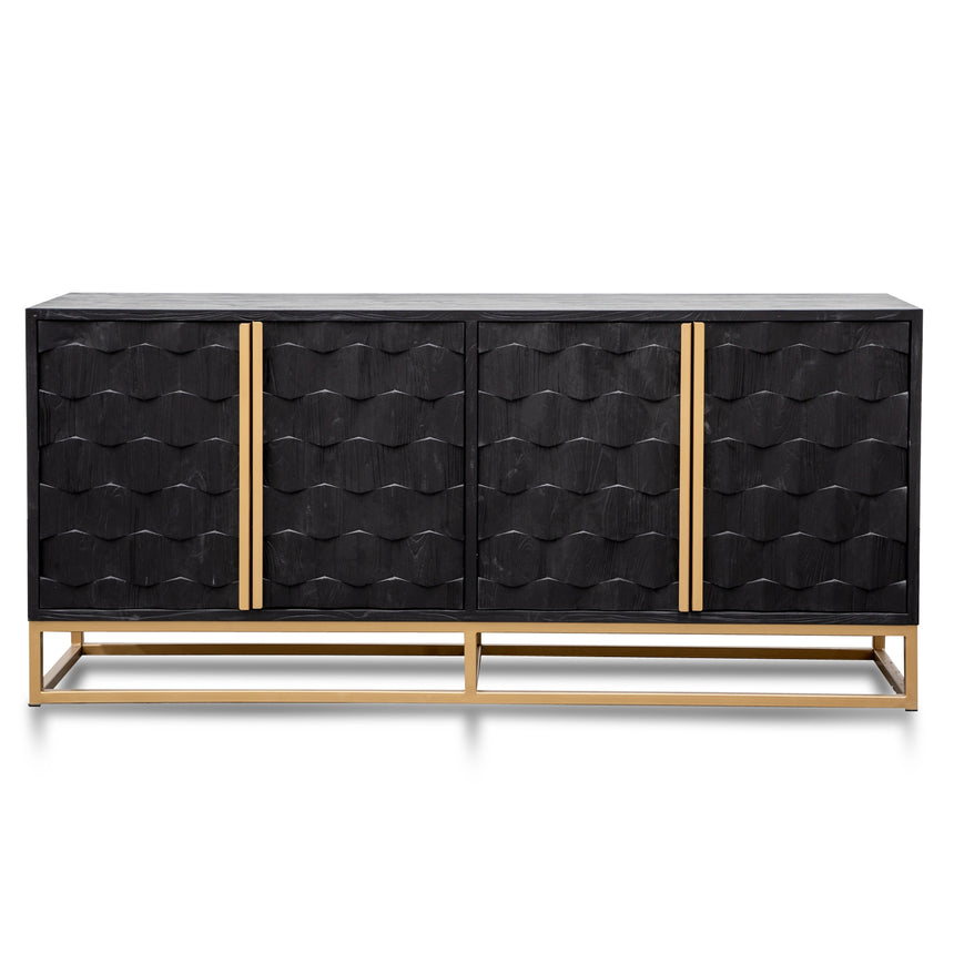 1.78m Sideboard - Black Wood with Gold Handle - View 3