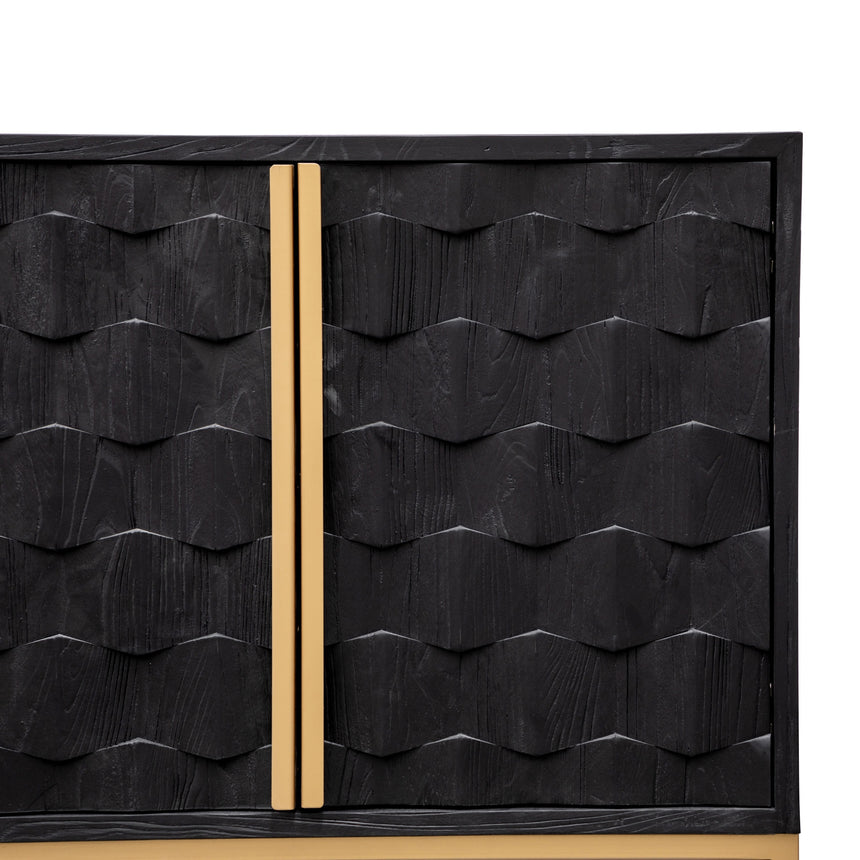 1.78m Sideboard - Black Wood with Gold Handle - View 4
