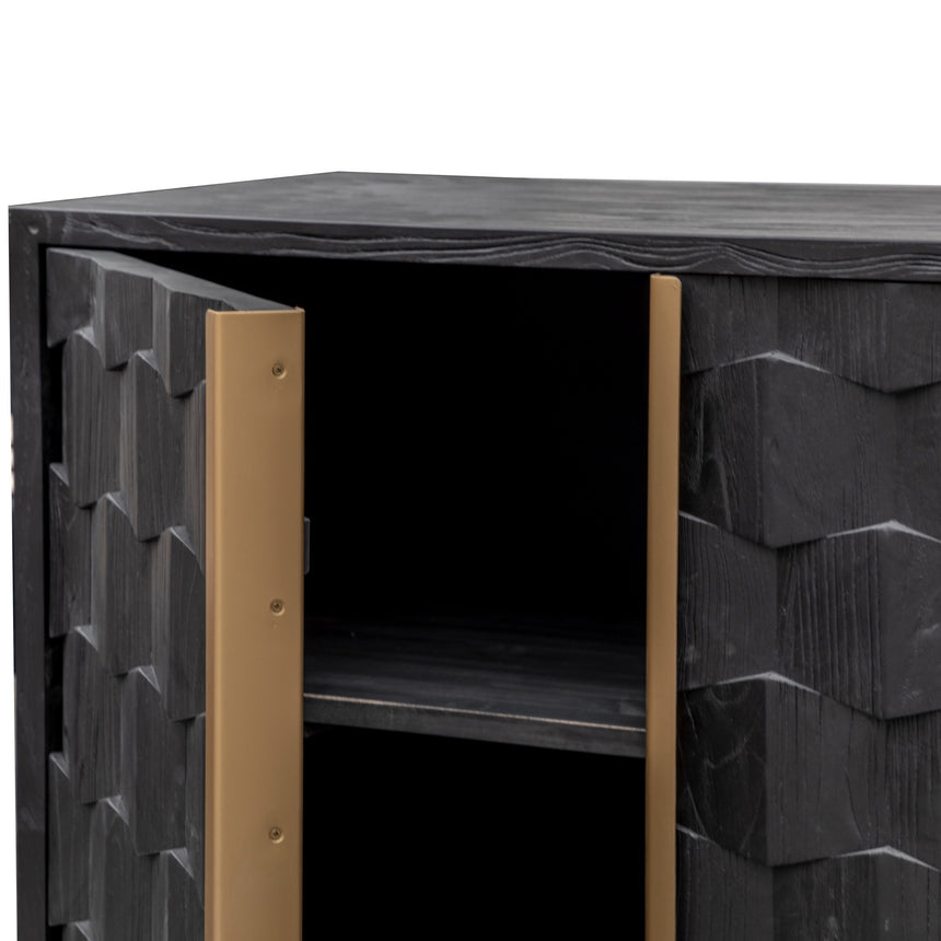 1.78m Sideboard - Black Wood with Gold Handle - View 6