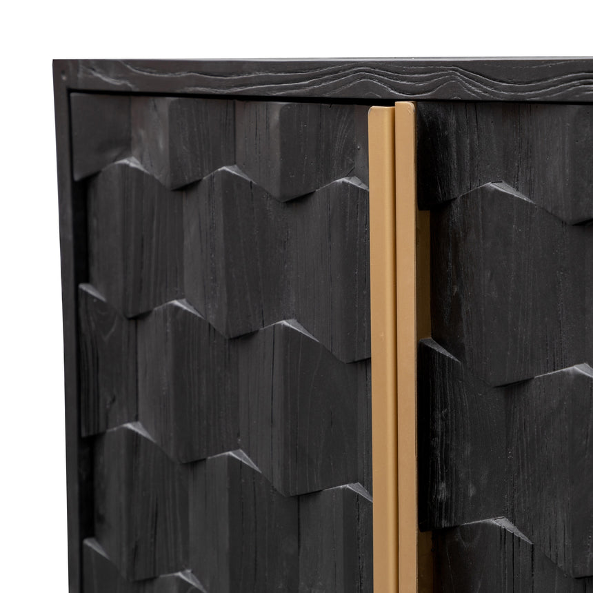 1.78m Sideboard - Black Wood with Gold Handle - View 9