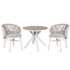 CDT10308-ID 90cm Round Sand White Outdoor Dining Table - Natural