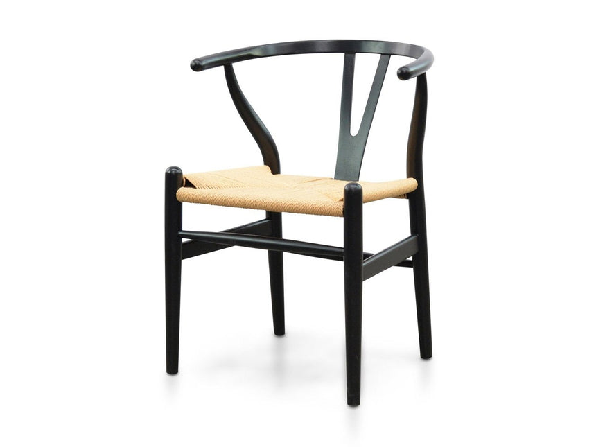 Dining Chair | Black - Natural Seat (Set of 2) | Myka Home - View 2