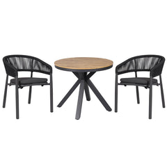 CDT10309-ID 90cm Round Charcoal Outdoor Dining Table - Natural