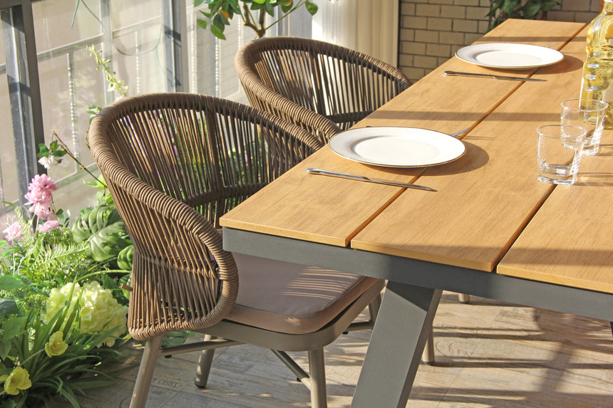 1.8m Charcoal Outdoor Dining Table - Natural - View 4