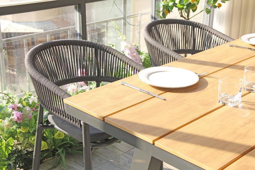 1.8m Charcoal Outdoor Dining Table - Natural - View 5