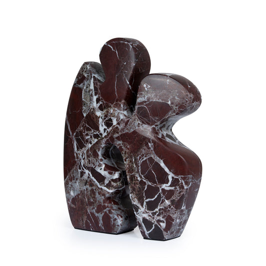 Carved Marble Accent Sculpture | Dark Red Ochre | Myka Home