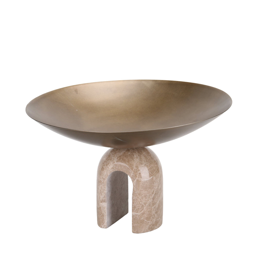 Arc Pedestal Metal Large Tray | Antique Brass | Myka Home