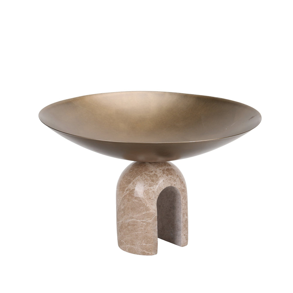 Arc Pedestal Metal Large Tray | Antique Brass | Myka Home - View 2