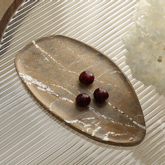 Leaf Shaped Marble Plate | Coffee | Myka Home