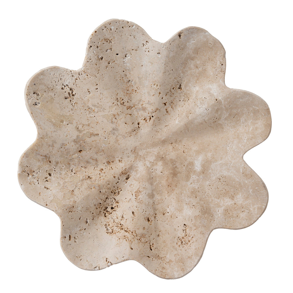 Petal Shaped Travertine Vase | Beige | Myka Home - View 4