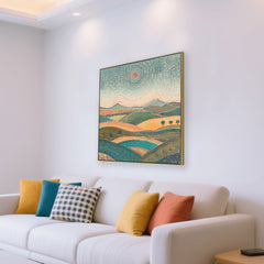 80 x 80cm Framed Canvas | Light Natural | Myka Home