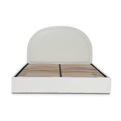 CBD8999-YO Queen Sized Bed Frame - Antique White Boucle with Storage