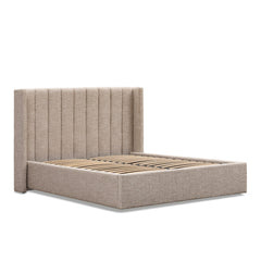 King Wide Base Bed Frame | Pale Beige | Myka Home