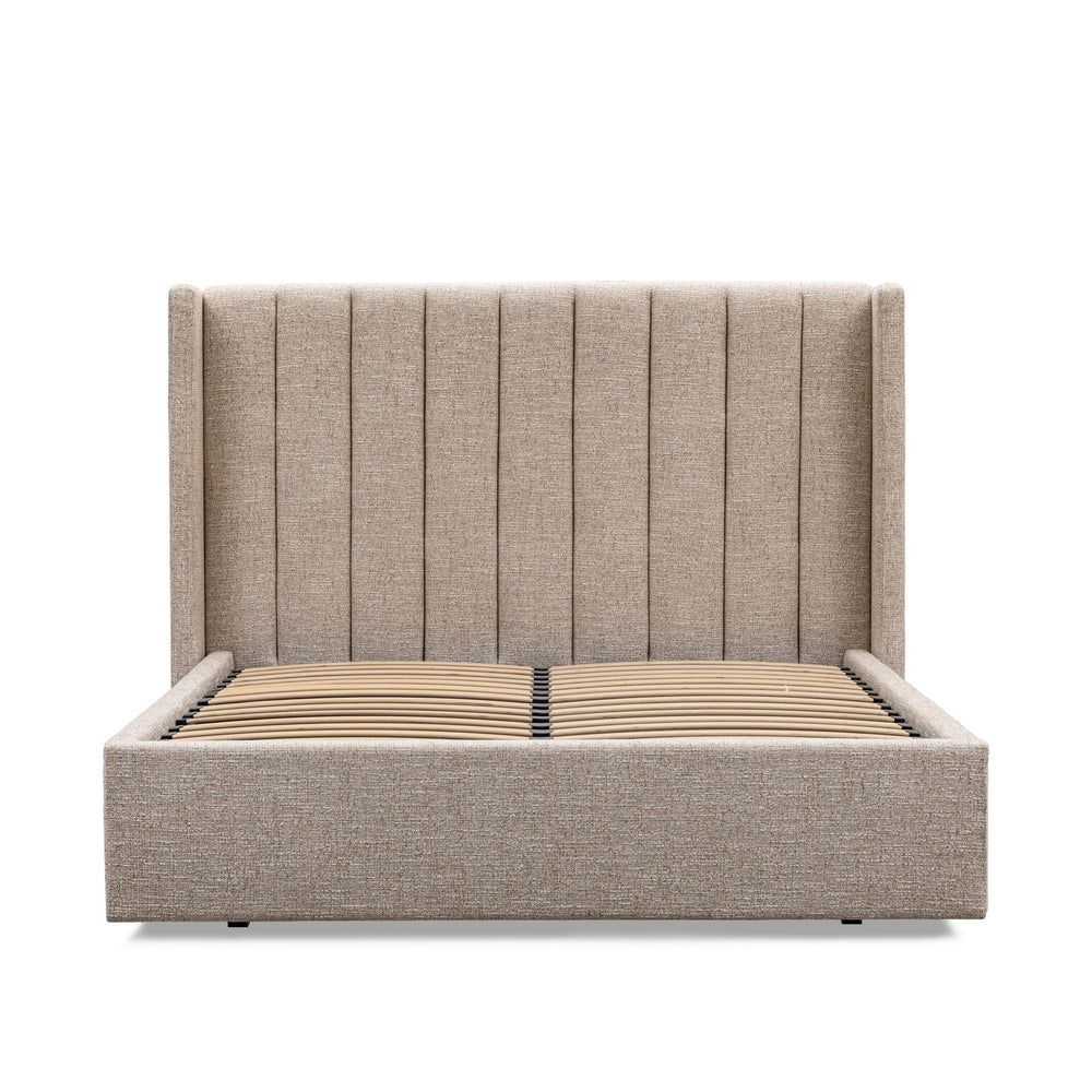 King Wide Base Bed Frame | Pale Beige | Myka Home - View 4