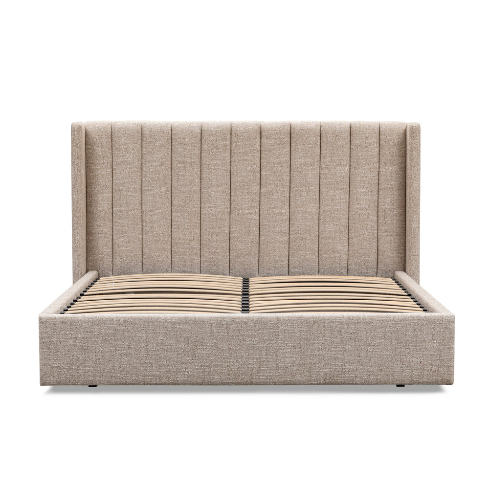 Queen Wide Base Bed Frame | Pale Beige | Myka Home - View 4