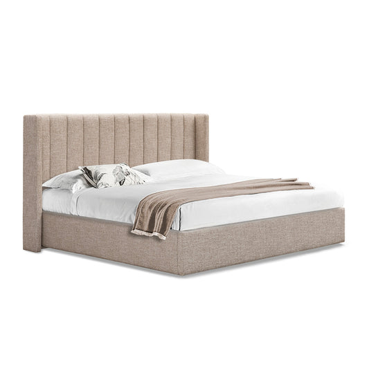 Queen Wide Base Bed Frame | Pale Beige | Myka Home