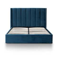 Monaco Queen Bed Frame | Teal Navy Velvet Storage | Myka Home