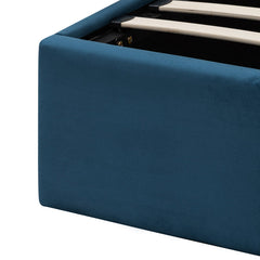 Monaco King Bed Frame | Teal Navy Velvet Storage | Myka Home
