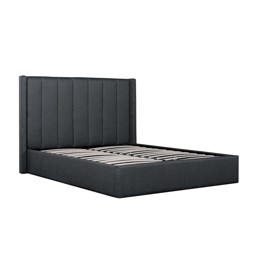 Oslo Queen Bed Frame | Charcoal Grey Storage | Myka Home - View 3