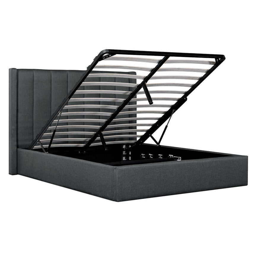 Oslo Queen Bed Frame | Charcoal Grey Storage | Myka Home - View 4