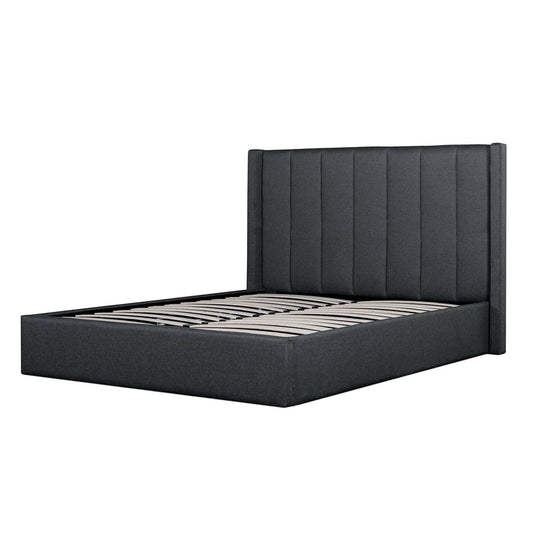 Ex Display - CBD6021-YO - Fabric King Bed in Charcoal Grey with Storage