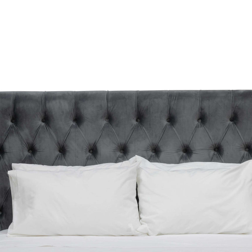 Queen Bed Frame - Charcoal Velvet - View 6