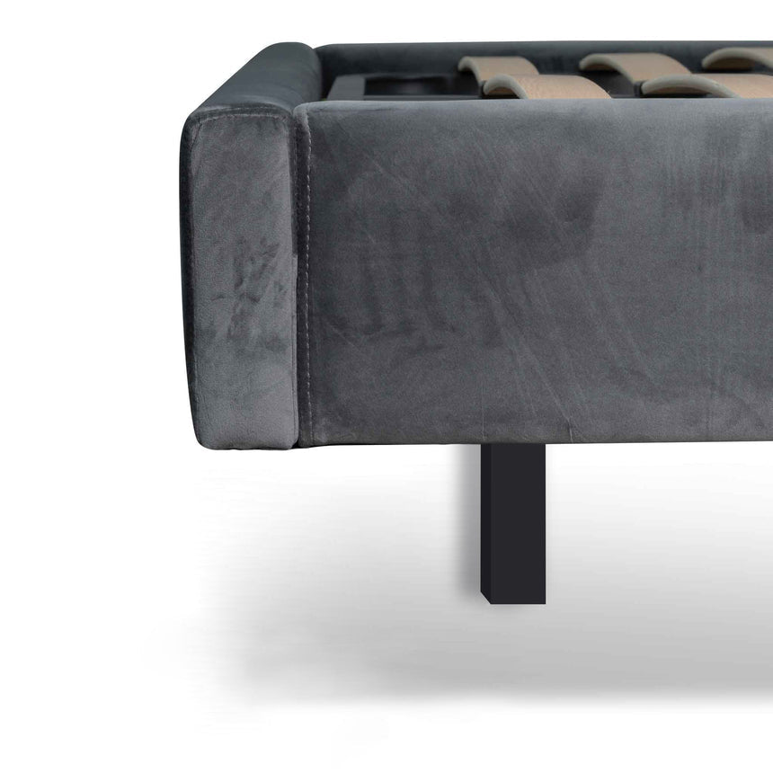 King Bed Frame - Charcoal Velvet - View 6