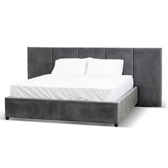 Onyx King Bed Frame | Charcoal Velvet | Myka Home