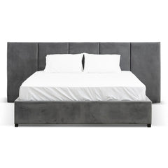 Onyx King Bed Frame | Charcoal Velvet | Myka Home
