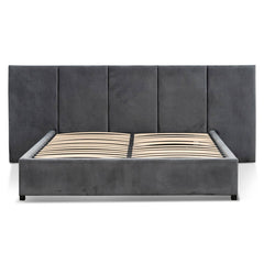 Onyx King Bed Frame | Charcoal Velvet | Myka Home
