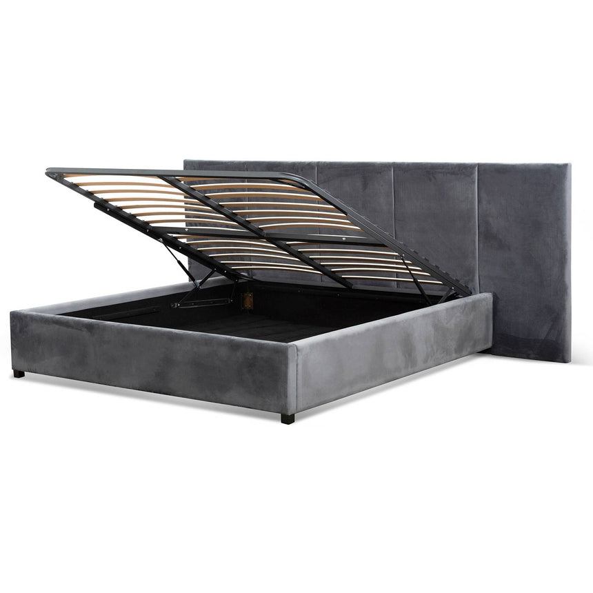 Slate Queen Bed Frame | Charcoal Velvet | Myka Home - View 5