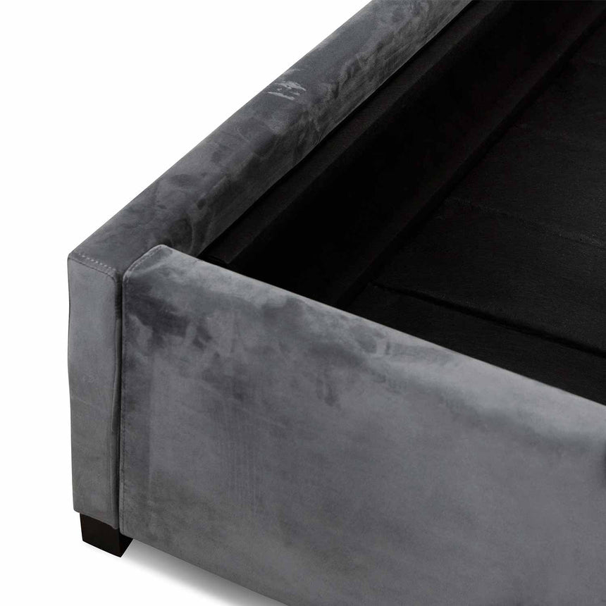 Slate Queen Bed Frame | Charcoal Velvet | Myka Home - View 11