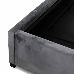 Slate Queen Bed Frame | Charcoal Velvet | Myka Home