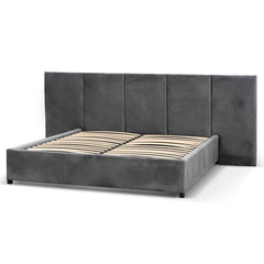 Slate Queen Bed Frame | Charcoal Velvet | Myka Home