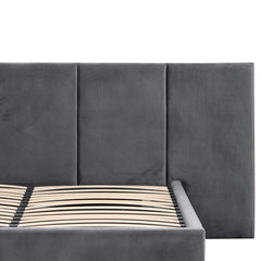 Slate Queen Bed Frame | Charcoal Velvet | Myka Home