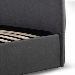 Fabric Queen Sized Bed Frame - Charcoal Grey with Storage
