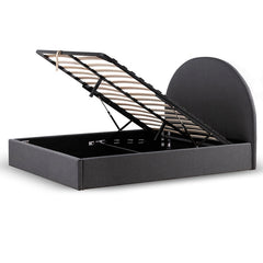 Fabric Queen Sized Bed Frame - Charcoal Grey with Storage