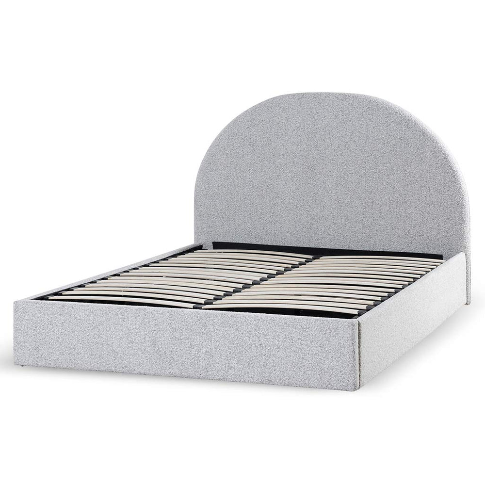 King Sized Bed Frame - Pepper Boucle with Storage - View 3