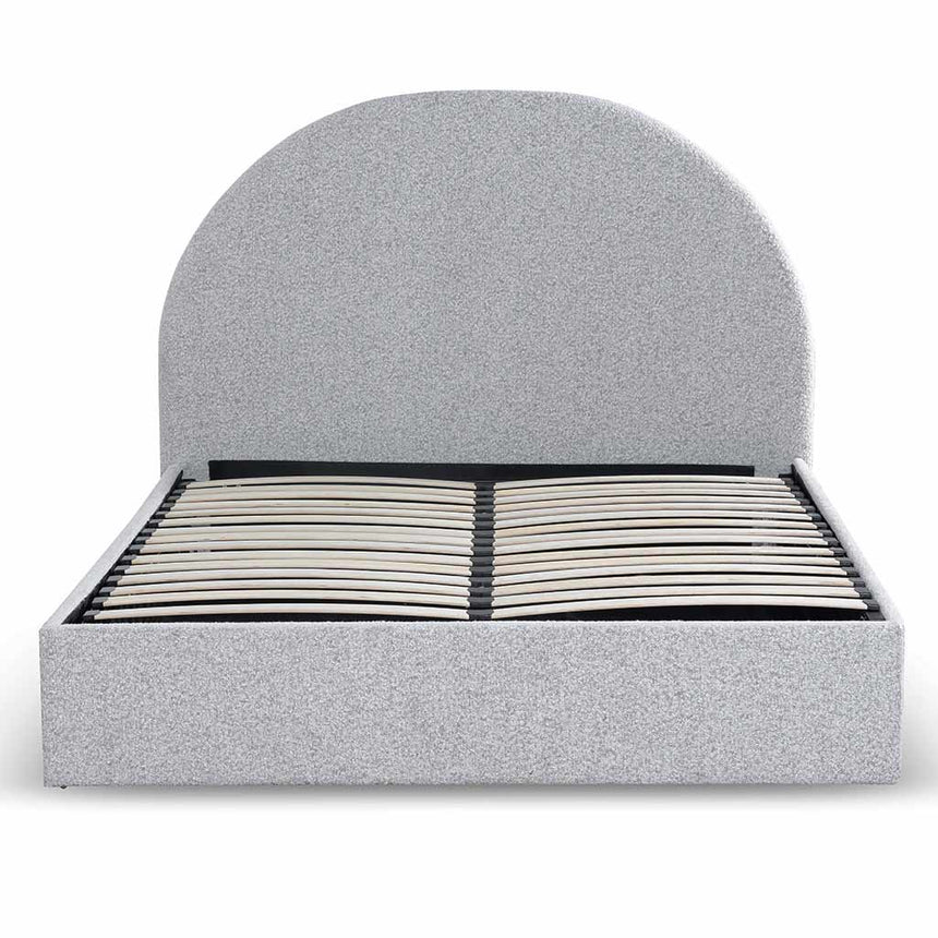 King Sized Bed Frame - Cloudy Pepper Boucle with Storage - View 2