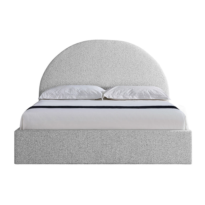 Queen Sized Bed Frame - Cloudy Pepper Boucle with Storage - View 3