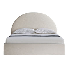 Queen Sized Bed Frame - Antique White Boucle with Storage