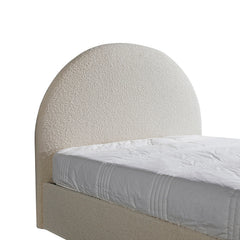 Queen Sized Bed Frame - Antique White Boucle with Storage