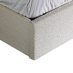 Queen Sized Bed Frame - Antique White Boucle with Storage